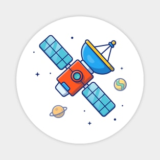 Satellite in space cartoon Magnet